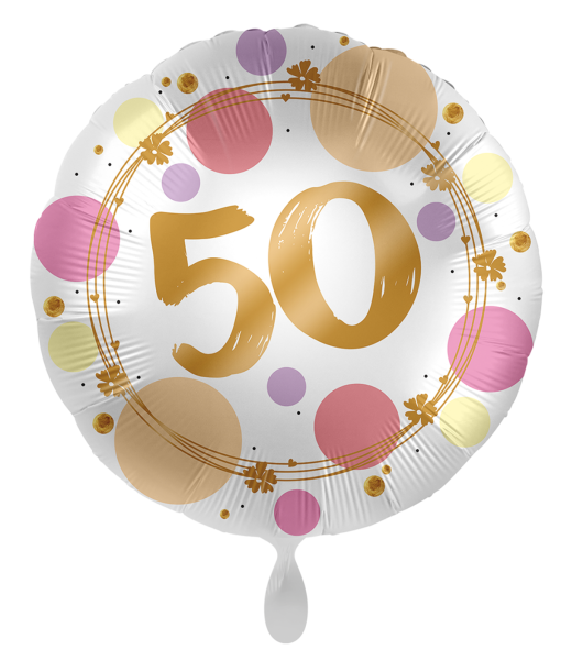 Folienballon - Shiny Dots, Zahl 50 - ø 43cm